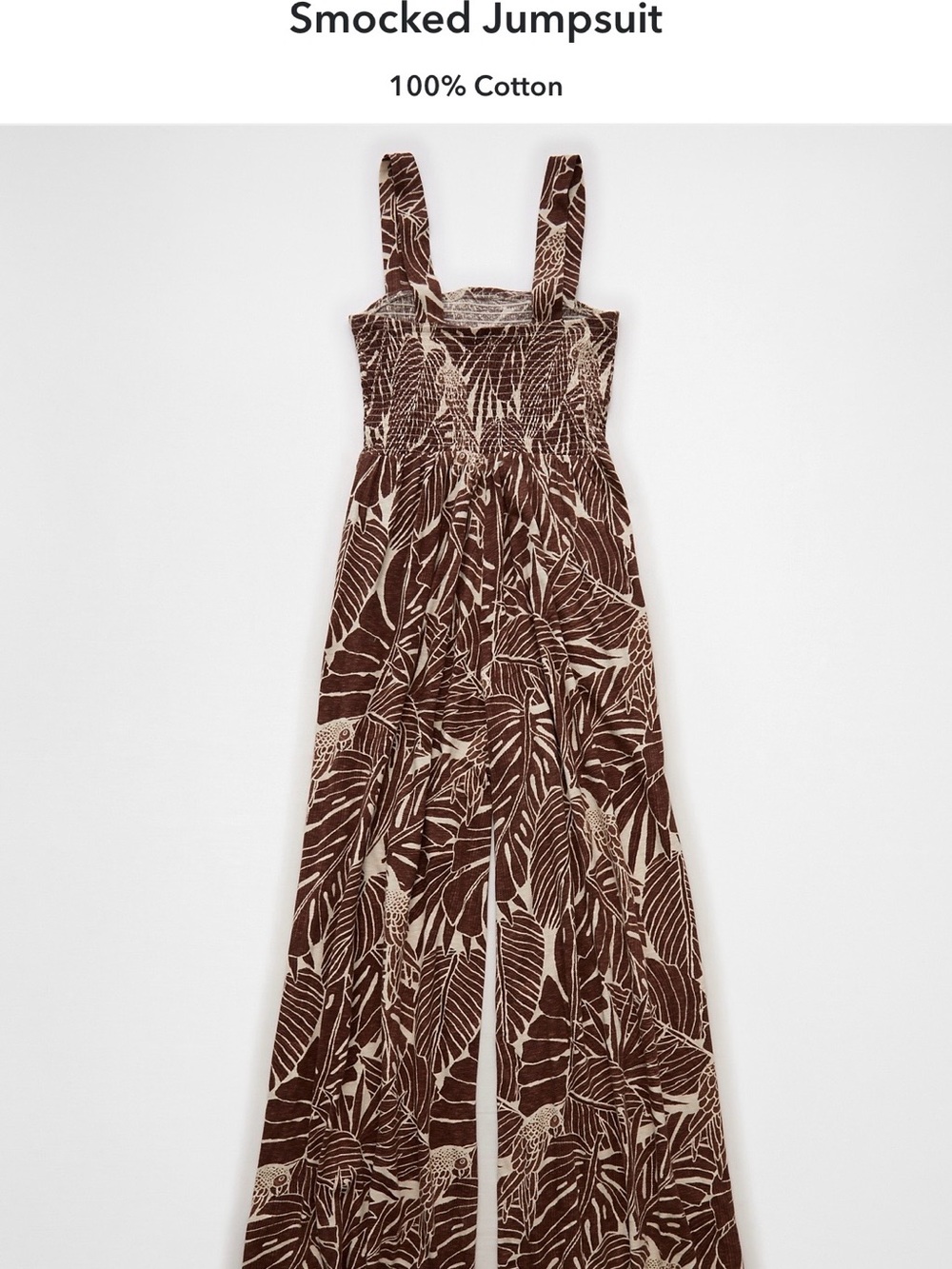 American Eagle Sunchaser Knit Smocked Wide-Leg Printed Jumpsuit